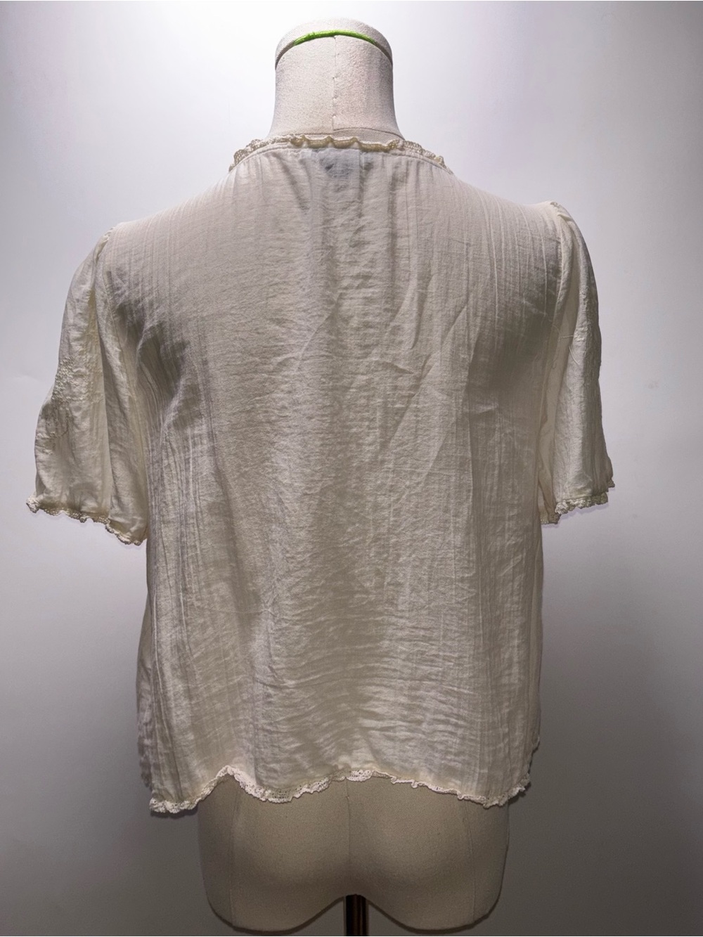 American Eagle Outfitters Cream Tie-Front Boho Blouse Size M - Picture 4 of 10